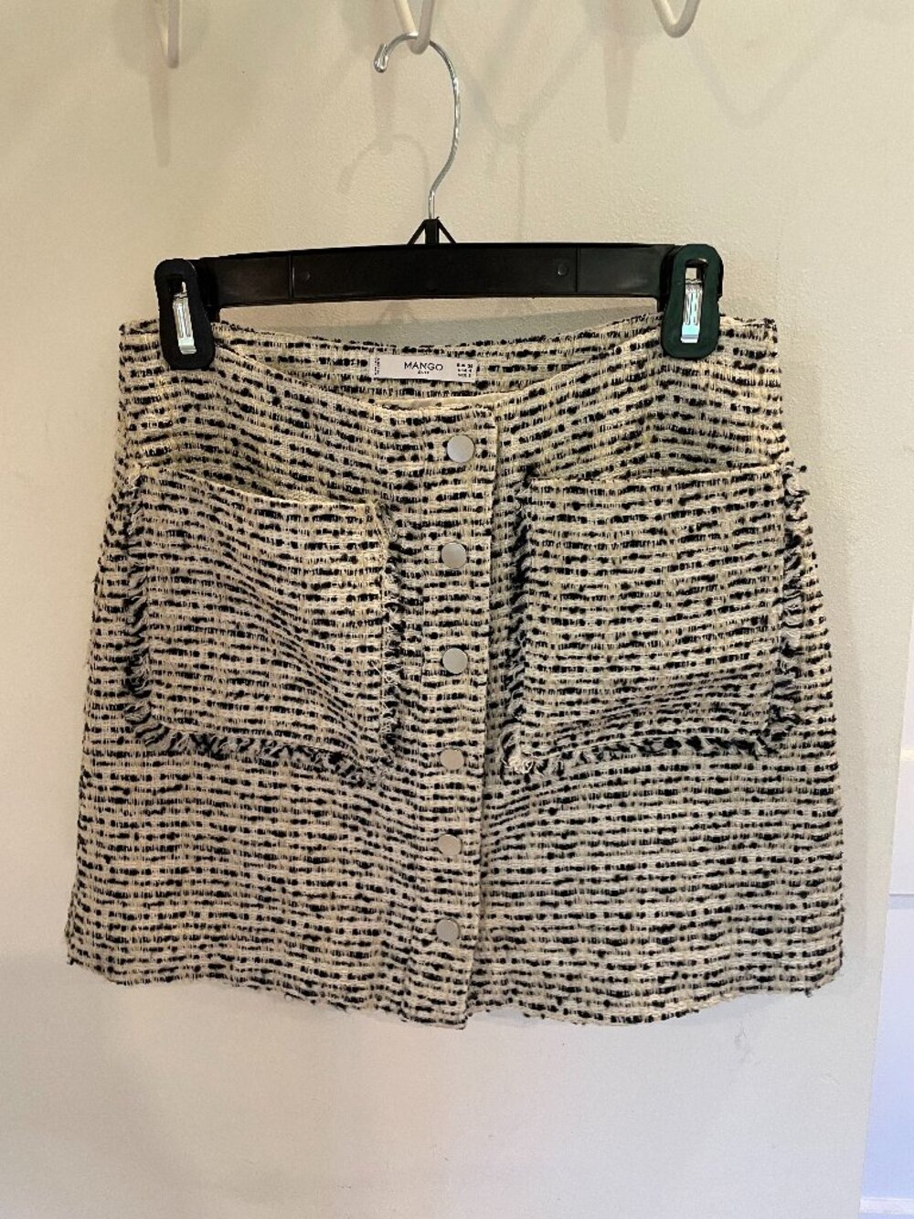 Mango Black and White/Cream Tweed skirt
